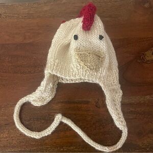 Hand Knit Newborn Chicken Hat | Baby Photo Prop | Ear Flap Beanie
